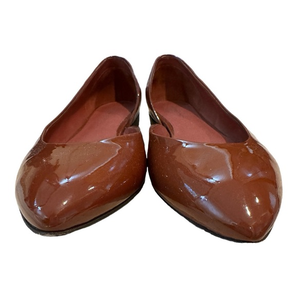 Bottega Veneta Brown Patent Leather D'orsay Ballet Flats - Picture 4 of 7